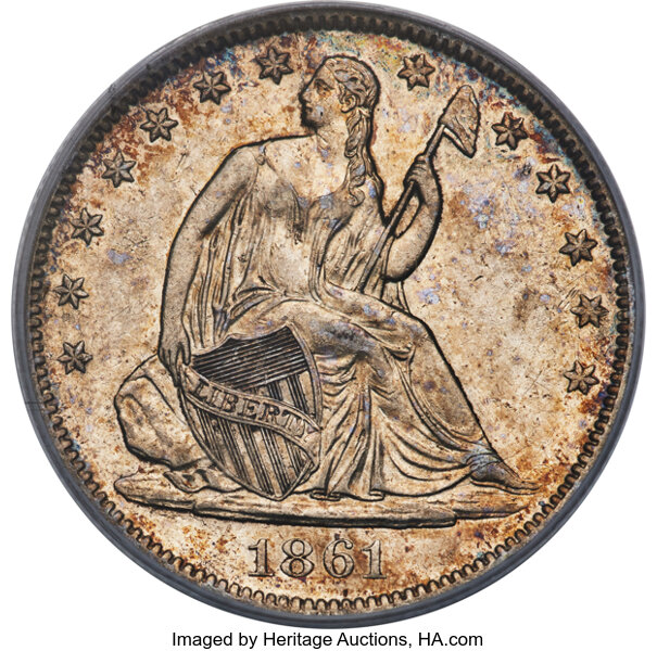 1861-O 50c CSA Obverse, Die Crack, FS-401, W-11 MS thumbnail 3