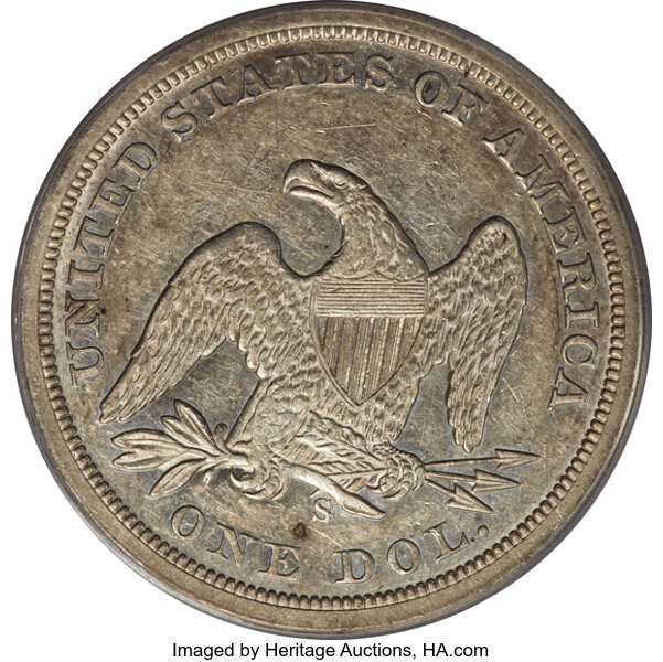 1859-S $1 AU53 CAC thumbnail 2