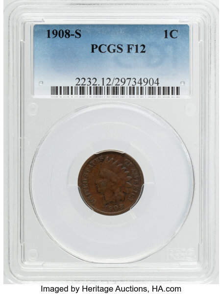 1908 S One Cent MS Values | Greysheet