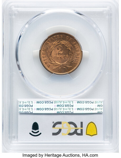 2-Cent Piece 2c 1864-1872 MS RD [Type] MS66 RD CAC thumbnail 8