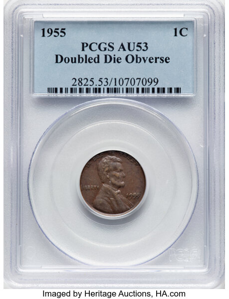 1955 1c Doubled Die Obverse, FS-101 MS BN thumbnail 7