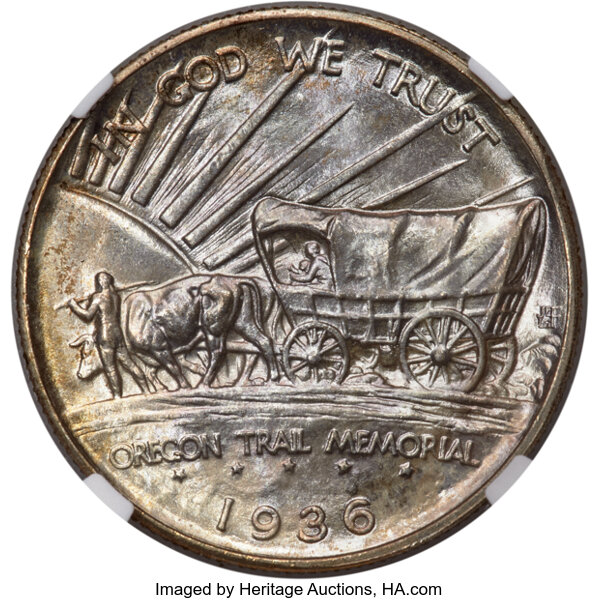 1936 50c Oregon Trail MS68 CAC thumbnail 2