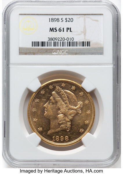 Image for 1898-S $20  MS DMPL