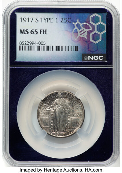 1917-S 25c Type 1 MS FH thumbnail 4