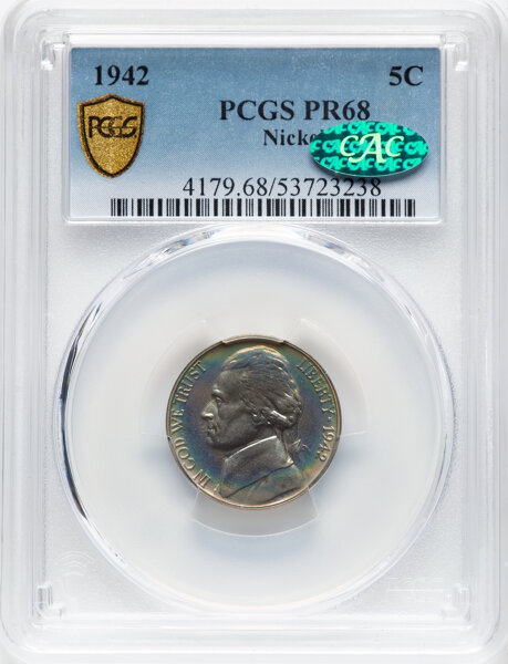 1942 5c Type 1 PR68 CAC thumbnail 2