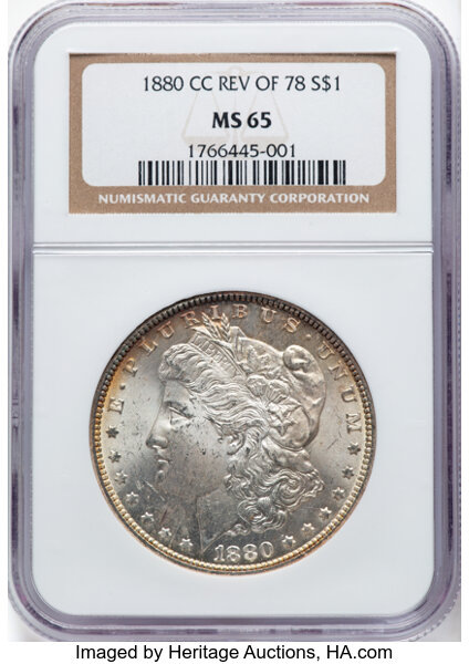1880-CC $1  Reverse of 1878, 8/7, VAM-7  MS thumbnail 2