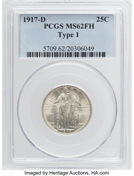 1917-D 25c Type 1 MS FH thumbnail 5