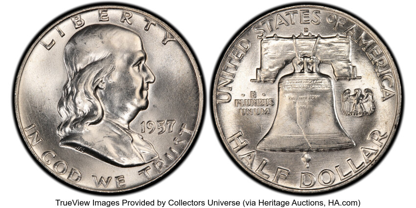 1957-D/D 50c Repunched Mintmark, FS-501 MS FBL thumbnail 2