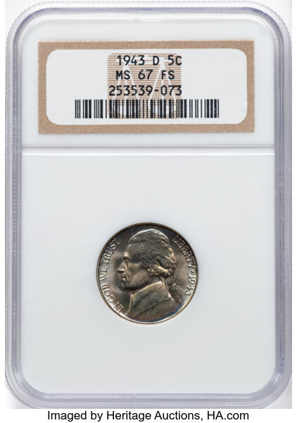 1943-D 5c Silver MS FS thumbnail 3