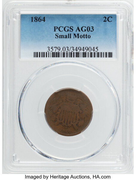 1864 2c Small Motto, FS-401 MS BN thumbnail 3