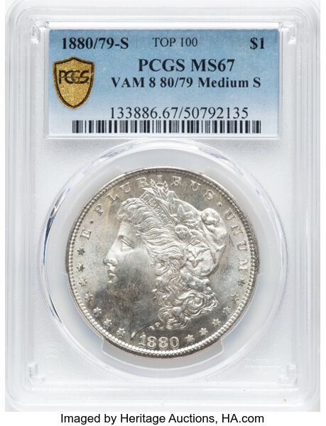 1880/79-S $1  Medium S, VAM-8 MS67 thumbnail 2