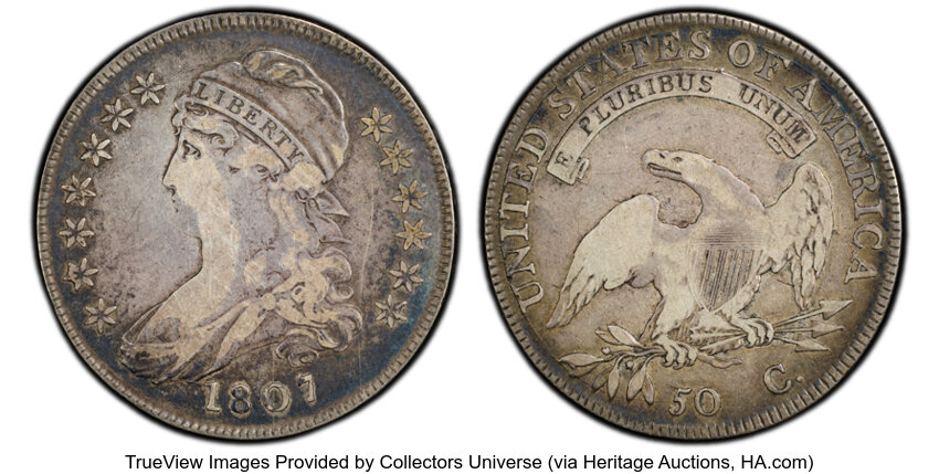 1807 50c Capped Bust, Small Stars, O-113a MS thumbnail 3
