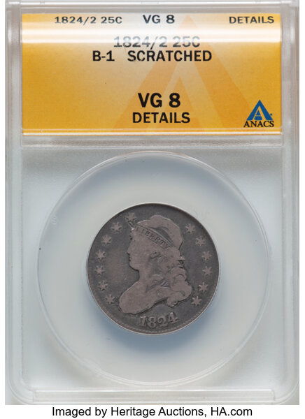 1824/2 25c Overdate, B-1 MS thumbnail 3