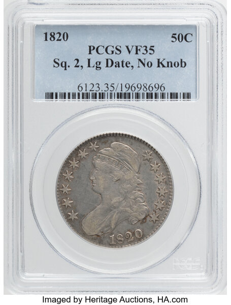 1820 50c Square Base 2, No Knob, O-106 MS thumbnail 2