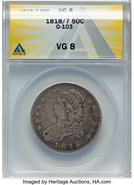 1818/7 50c Large 8, O-103 MS thumbnail 2