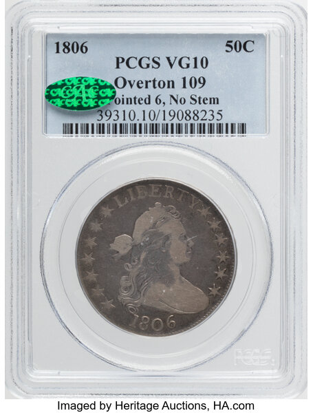 1806 50c Pointed 6, No Stem, O-109 MS thumbnail 2