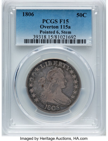 1806 50c Pointed 6, Stem, O-115a MS thumbnail 3