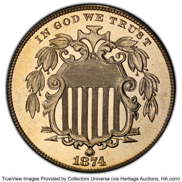 1874 5c PR66 thumbnail 2