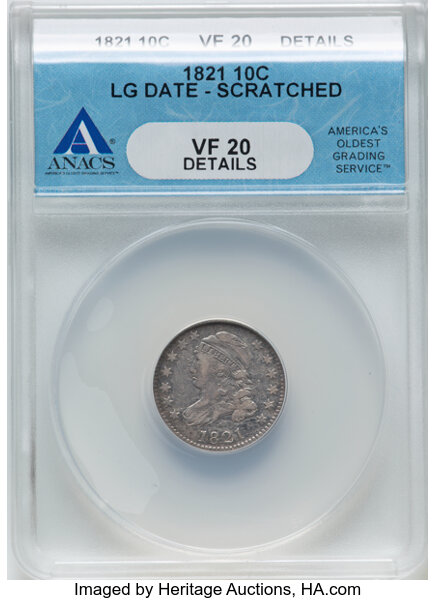 1821 10c Large Date, JR-7 MS thumbnail 2