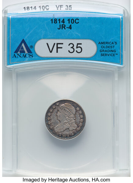 1814 10c Large Date, JR-4 MS thumbnail 2