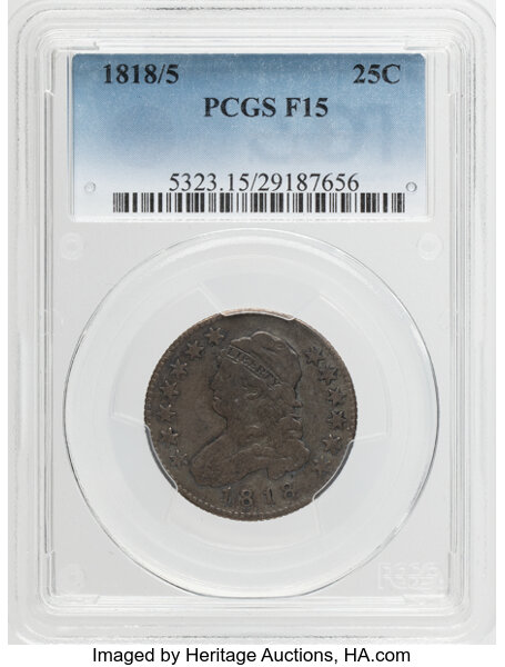 1818/5 25c Overdate, B-1 MS thumbnail 2