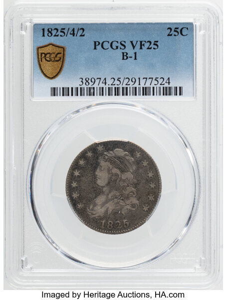 1825/4/2 25c Overdate, B-1, FS-301 MS thumbnail 5