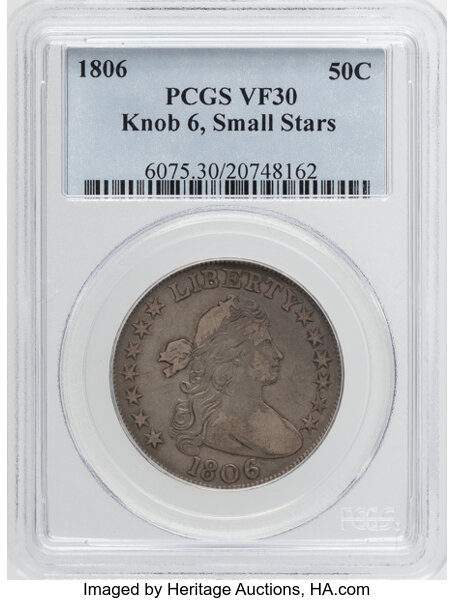 1806 50c Knob 6, Small Stars, O-106 MS thumbnail 2