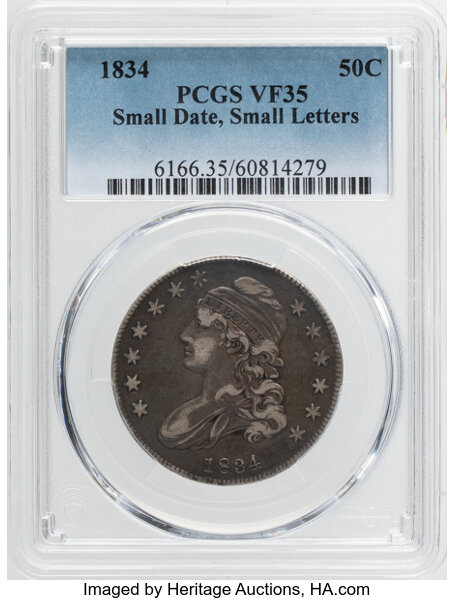 1834 50c Small Date, Small Letters, O-121 MS thumbnail 2