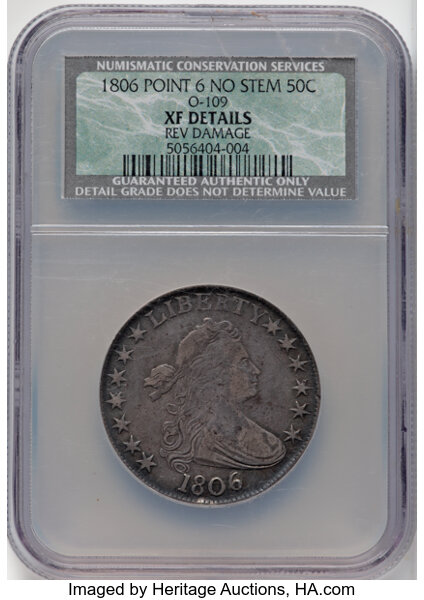 1806 50c Pointed 6, No Stem, O-109 MS thumbnail 3