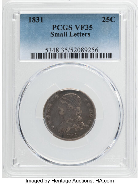 1831 25c Large Letters, B-6 MS thumbnail 2