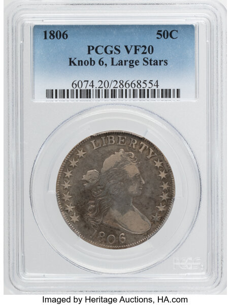1806 50c Knob 6, Small Stars, O-105a MS thumbnail 2