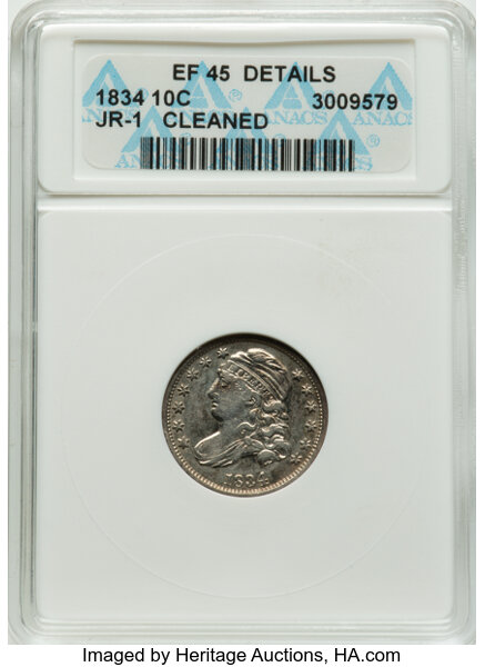 1834 10C Large 4, JR-1 MS thumbnail 2