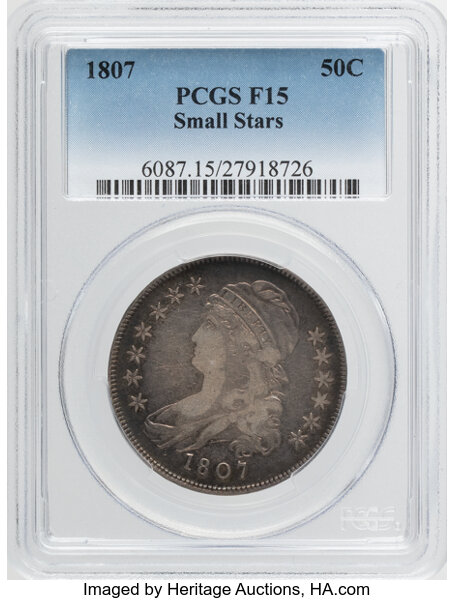 1807 50c Capped Bust, Small Stars, O-113a MS thumbnail 2