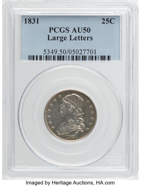 1831 25c Large Letters, RPD, B-5, FS-301 MS thumbnail 2