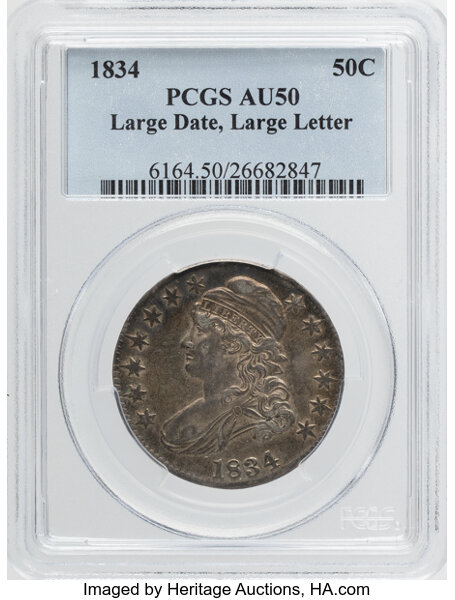 1834 50c Large Date, Large Letters, O-101 MS thumbnail 2