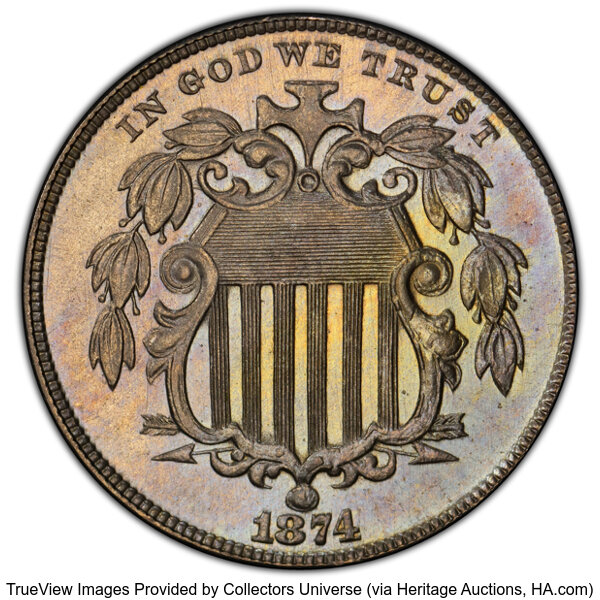 1874 5c PR65 thumbnail 5