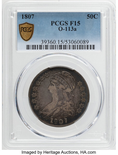 1807 50c Capped Bust, Small Stars, O-113a MS thumbnail 6