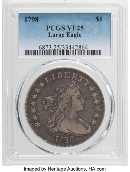 1798 $1  Large Eagle, Pointed 9, Close Date, B-30, BB-116 MS thumbnail 2