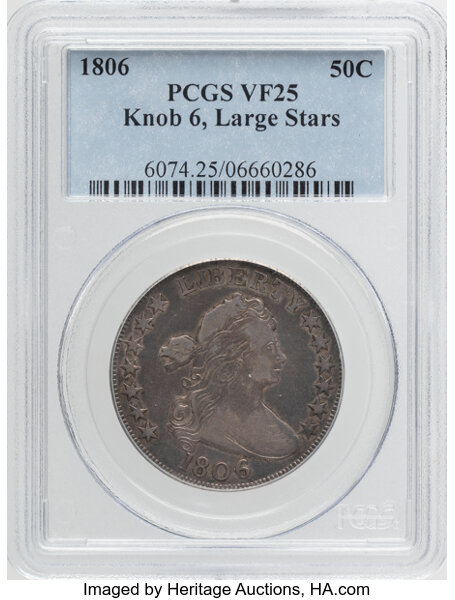 1806 50c Knob 6, Small Stars, O-105a MS thumbnail 3