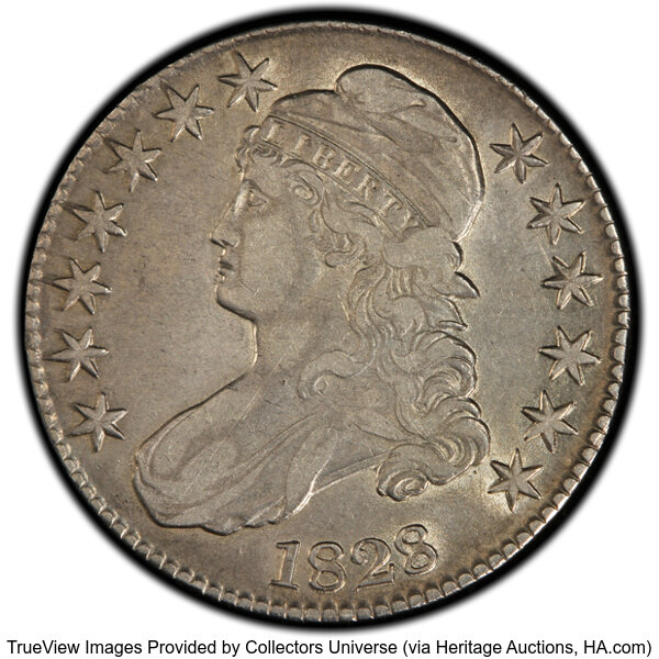 1828 50c Square Base 2, Small 8s, Large Letters, O-120 MS thumbnail 2
