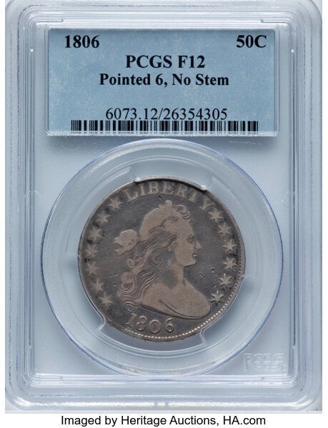 1806 50c Pointed 6, No Stem, O-109 MS thumbnail 5