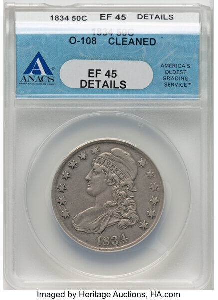 1834 50c Large Date, Small Letters, O-108 MS thumbnail 3