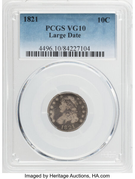 1821 10c Large Date, JR-1 MS thumbnail 3