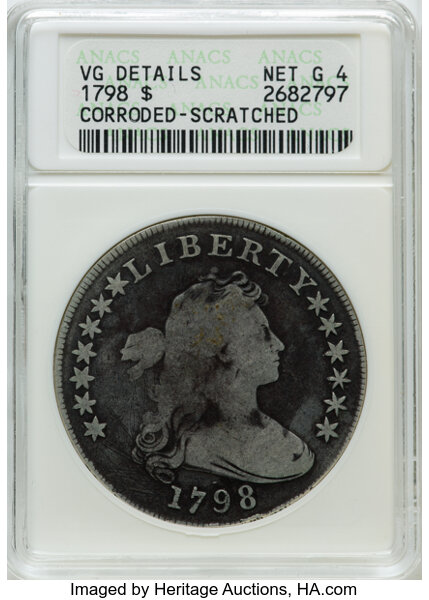 1798 $1  Large Eagle, Pointed 9, Wide Date, B-20, BB-102 MS thumbnail 3