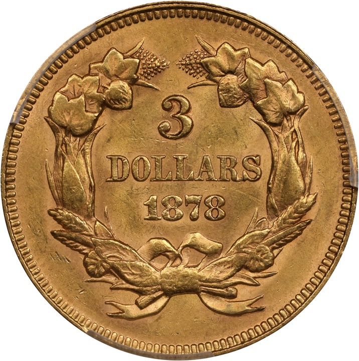 1878 $3 MS62 CAC thumbnail 2