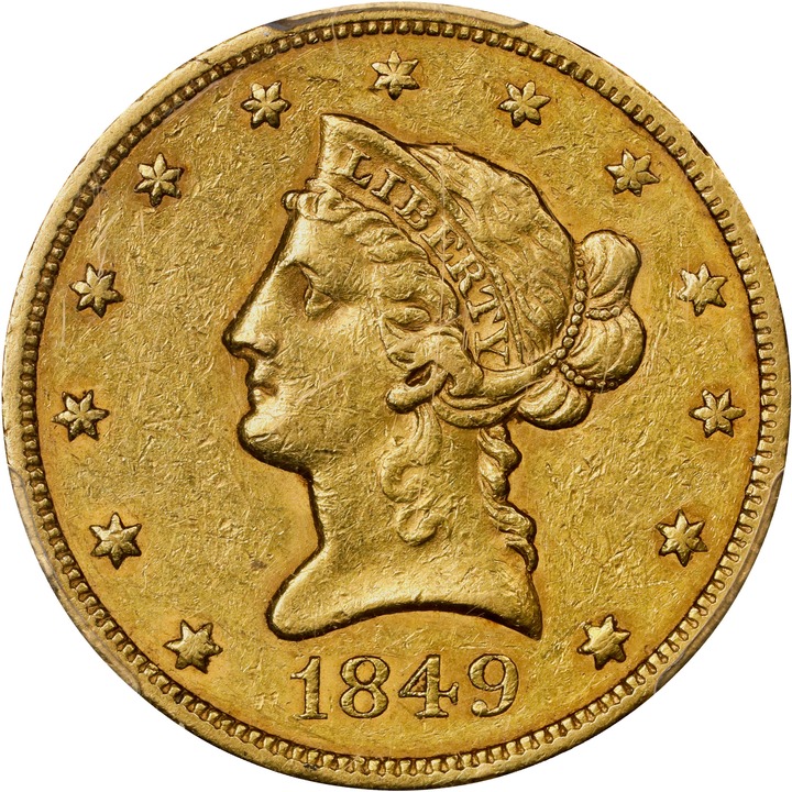 1849 $10 VG10 CAC thumbnail 7