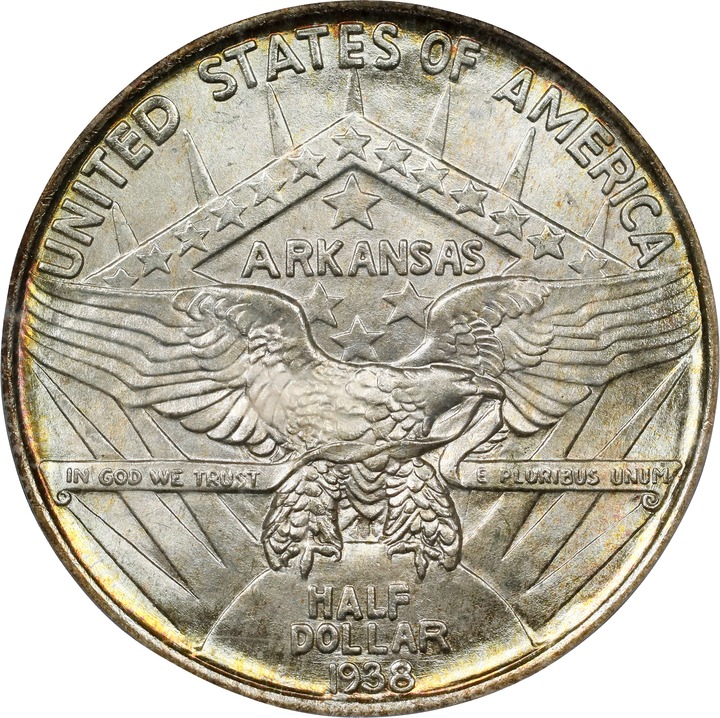 1938 50c Arkansas MS65 CAC thumbnail 6