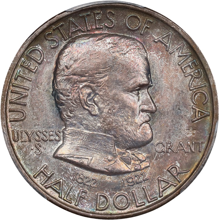1922 50c Grant Memorial, with Star MS65 CAC thumbnail 3