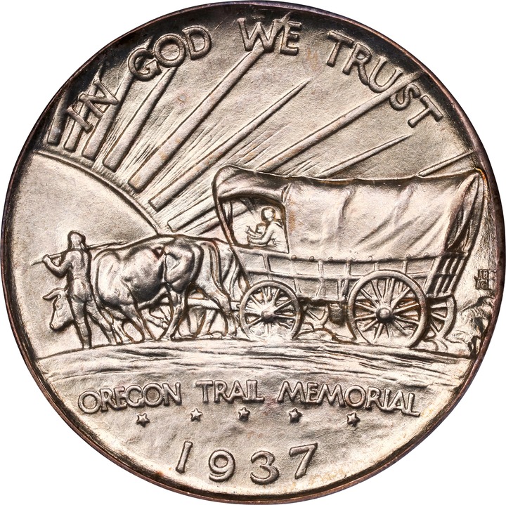 1937-D 50c Oregon Trail MS67 CAC thumbnail 6