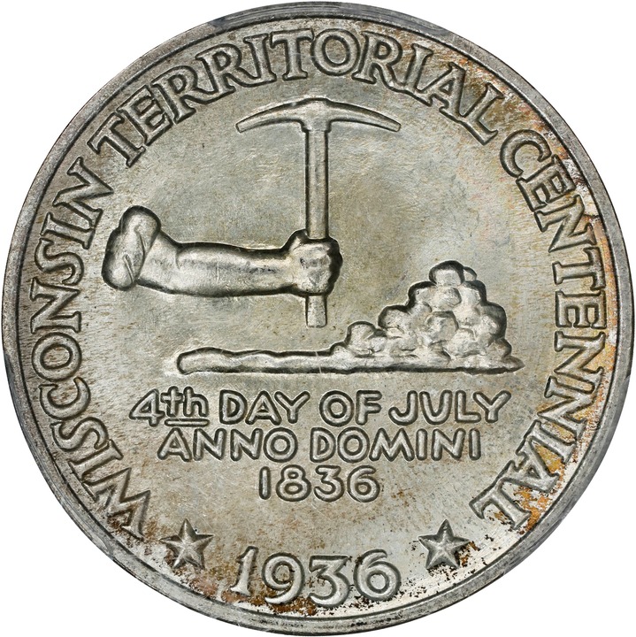 1936 50c Wisconsin MS67 CAC thumbnail 3